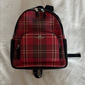 NWT Coach Red Plaid Backpack